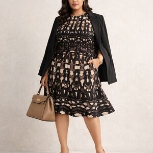 Express Knit Matching Set Top & Skirt | Black Contour | Size L/XL